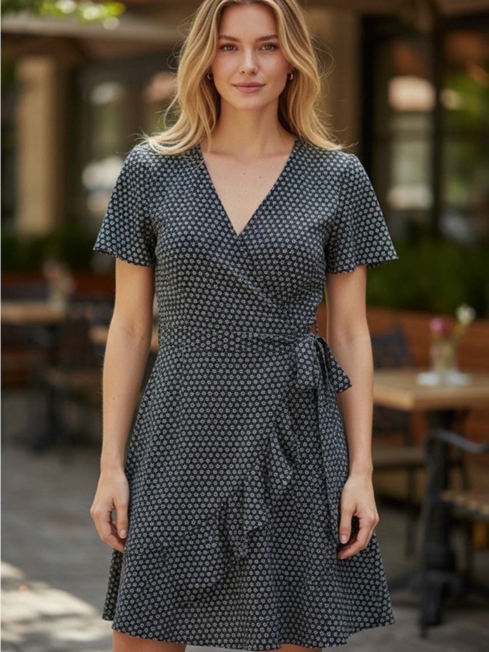 Banana Republic Black Floral
Wrap Mini Dress